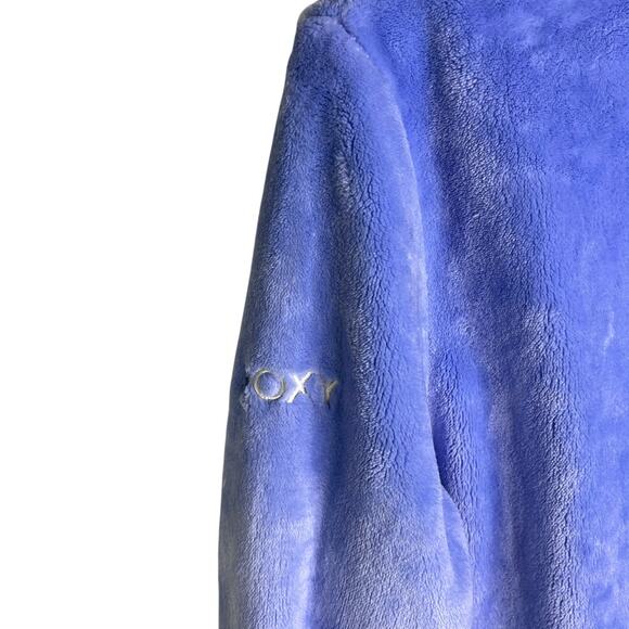 Roxy Tundra Warm Fleece Jacket Womens M Light Blue Zip Up Fuzzy Stand Collar NWT - Picture 5 of 10